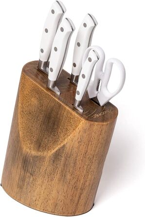 Набір ножів Arcos Riviera (5 шт.) з нержавіючої сталі, Santoku, 180 мм, рукоятка POM, білий (з підставкою)