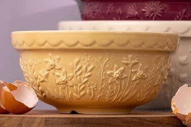 Mason Cash Stoneware Mixing Bowl 21 cm | Daffodil | 2 L | Dough bowl for bread dough, cake dough or pizza dough | made of high-quality, chip-resistant stoneware | large dough bowl