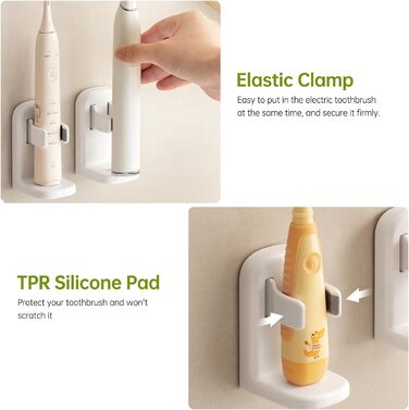 Настінний тримач для електричної зубної щітки Toski (2 шт.) - без свердління, для 4 щіток, білий