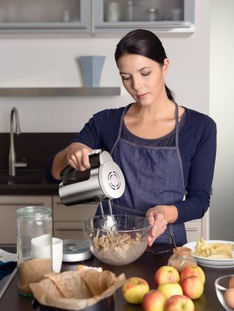 Електричний міксер VINATO 300W з 6 швидкостями, 2 насадки (венчик та гак) | Для тіста, яєць, збивання вершків, випічки | Потужний, захист від перегріву (чорний)