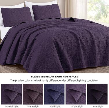 Chezmoi Collection Austin: Комплект з 3 великих пледів (Синьо-зелений) - Плед, Queen, Violett