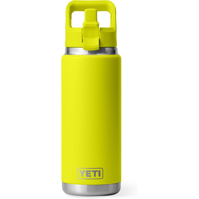 YETI Rambler C Drink Straw Bottle, vacuum-insulated stainless steel bottle with straw lid, 26 oz (769 ml) (Firefly Yellow)