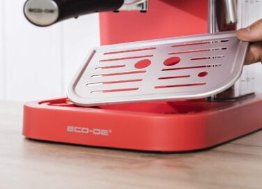 ECODE® Espresso Machine Delice Black, 20 Bar Pressure, Swivel Vaporizer - Machine with 1.5 L Tank, Milk Frother, Single/Double Dosing, Manometer with Temperature - Coffee Machine (Rosso)