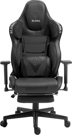 TRISENS Gaming Chair Racing Style Chair with Sports Seat and Ergonomic 4D Armrests, Color: Black