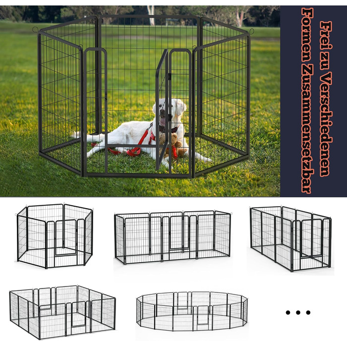 Забіг для цуценят Froadp 6-TLG, вольєр для собак, огорожа для цуценят 65x80 см, 6 елементів
