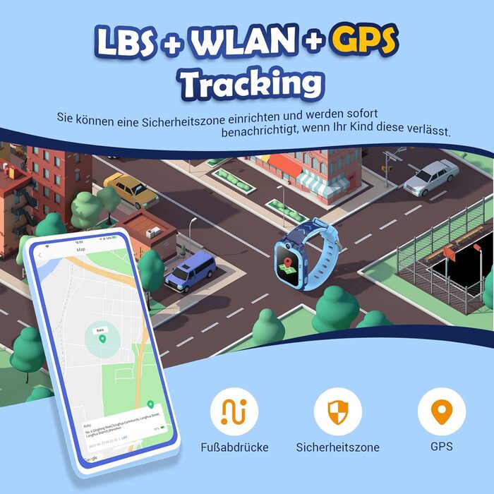 Дитячий розумний годинник Blackview з SIM-картою, GPS-трекером, SOS-кнопкою та функціями 4G (блакитний)