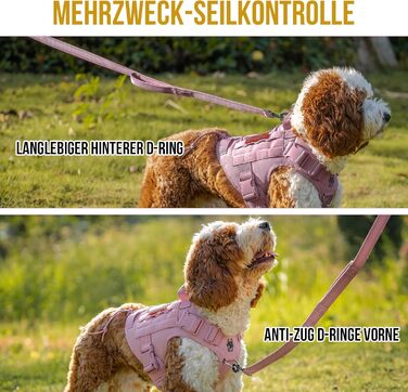 Нагрудник для собак OneTigris FIRE Watcher тактичний, безпечний, з 1 ручкою та 2 D-кільцями, 1000D нейлон (рожевий, XS)