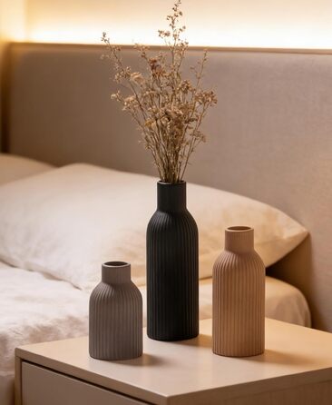 Керамічні вази 3 шт., Сучасний мінімалізм, декор для дому, вази для пампасних трав, вітальня (Хакі/Чорний/Сірий)