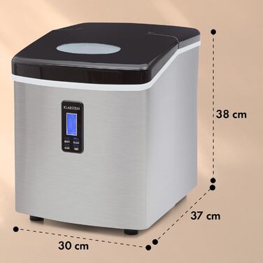 Машина для приготування льоду Klarstein Eiswürfelmaschine, 3.3 л, чорна, для 15 кг льоду, 2 розміри