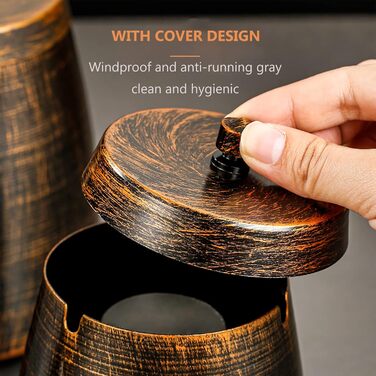 Стакан для сигарет з кришкою, для дому та вулиці, нержавіюча сталь, вітрозахисний, для садового, барного, офісного використання (компактний)