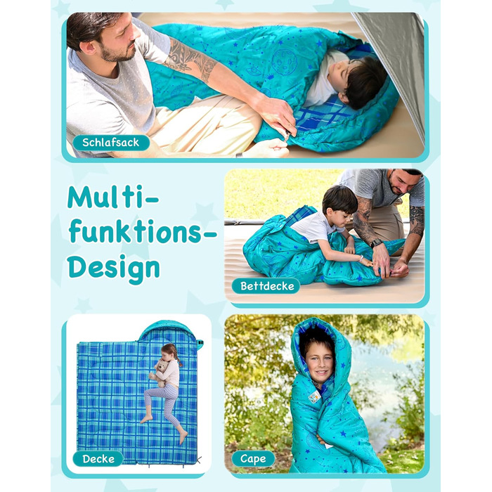 KingCamp Kids Sleeping Bag - Winter Warmth, 3-4 Season Comfort for Camping & Trekking - 170x70cm, 7°C Rating