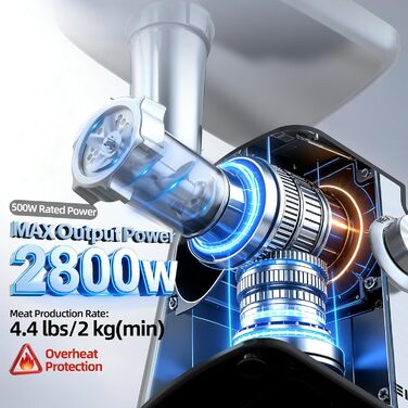 М'ясорубка електрична FIMEI 4-в-1 з насадками для ковбас та печива, нержавіюча сталь