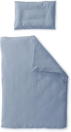 Набір постільної білизни Ehrenkind® з мусліну | 100% органічна бавовна | Standard 100 by Oeko-TEX | 100x135cm + 40x60cm, джинсовий колір