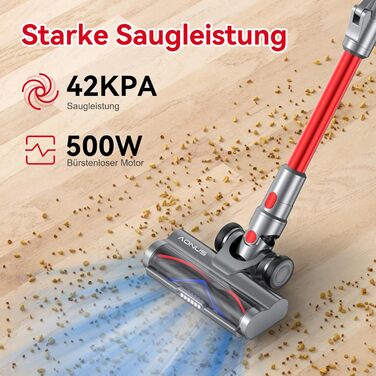 Акумуляторний пилосос Aonus A9 Pro, пластиковий, червоний, 500 Вт, об'єм 1 літр, 60 дБ