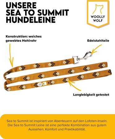 Вольф Sea to Summit Leine 1,5 м - міцна нашийова стрічка для собак з переробленого поліестеру та нержавіючої сталі, навчальна повід для прогулянок та дресирування