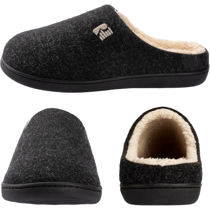 Чоловічі халапи RockDove з підкладкою Sherpa та піною Memory Foam, 40/41 EU, чорні