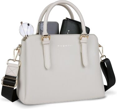 Сумка жіноча Bugatti Ella бежевого кольору, штучна шкіра Saffiano, середнього розміру, стиль боулінг