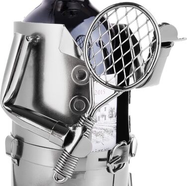 BRUBAKER Wine Bottle Holder Tennis Player Metal Sculpture with Gift Card