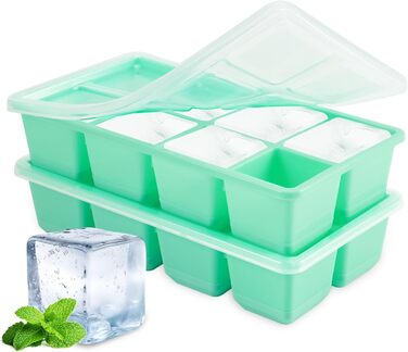 Форми для льоду JRISBO (2 шт.) XL, 4.5 см, BPA-Free, Силікон, для коктейлів, віскі, кави (світло-зелені)