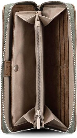 Two large women's wallets/purses O.Wallet OW2 brown vintage-style wallet, wallet with all-around zipper, 15 card slots, 2 bill compartments, coin pocket & viewing window