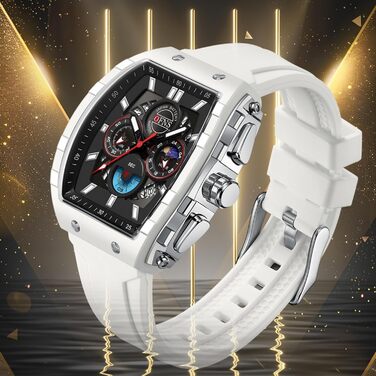 Чоловічий годинник GBB, кварцовий, аналоговий, спортивний, водонепроникний, для бізнесу, роботи та відпочинку, з гумовим ремінцем, білий