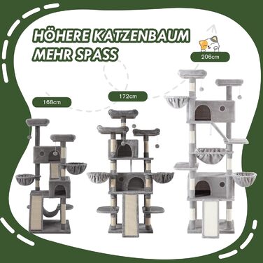 Котячий будиночок MUTICOR - великий когтетоп з будиночком, 206 см, сірий