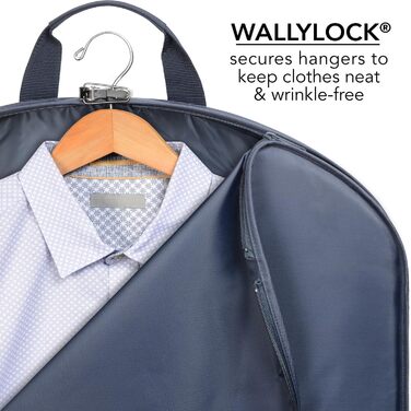 Дорожній костюмний чохол WallyBags 114 см, делюкс, велика місткість, з двома кишенями для аксесуарів, синій