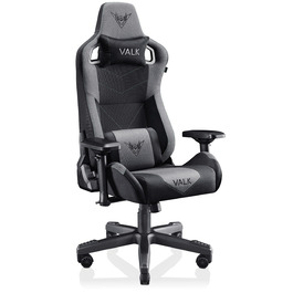 Ігровий крісло VALK Gaia з дихаючого матеріалу, ергономічний офісний крісло, кут нахилу спинки 160º, 4D підлокітники, газліфт Класу 4, професійне геймерське крісло (Онікс Чорний)