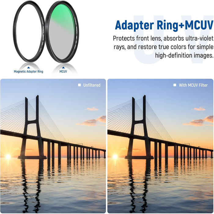 Набір фільтрів NEEWER 5-в-1 з магнітним кріпленням (82 мм): ND1000, CPL, UV, адаптерний кільце, кришка. 42-шарів покриття, ультратонкий, водонепроникний, стійкий до подряпин.