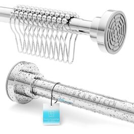 Висувна штанга для душу Benkstein® без свердління, 125-230 см - штанга для душу з нержавіючої сталі, 12 кілець, телескопічна, стабільна, без свердління