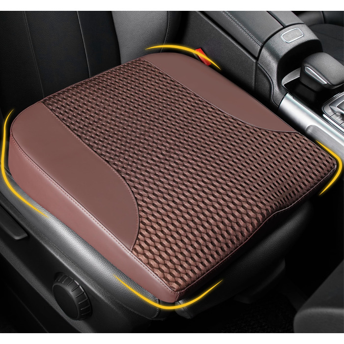 Подушка для автосидіння з Memory Foam для полегшення болю в куприку та попереку. Підходить для авто, вантажівки, офісу, інвалідного візка. Шкіра та сітка 4D (Колір: Коричневий)