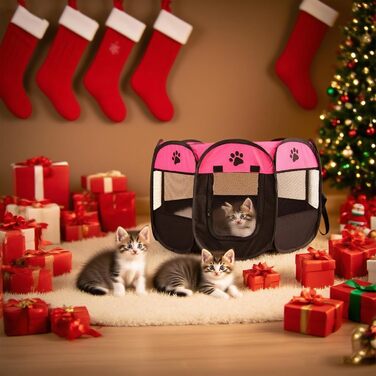 Клітка-забіг для цуценят 74x74x43 см – складана клітка для собак та котів, клітка для кроликів та інших дрібних тварин – безпечний забіг для дому та вулиці сірого кольору + лапа собаки