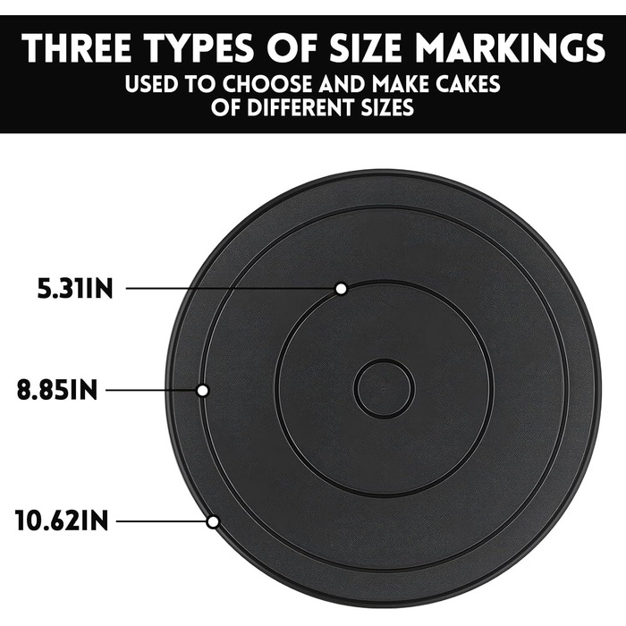 Обертова платформа для тортів Yeemeen 27см, професійний торт-дрот, чорний, антиковзаюча, для випікання тортів, для кухні