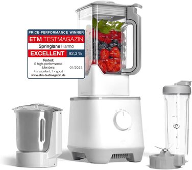 Hochleistungsmixer SPRINGLANE Hanno 2000W: 4 програми, самоочищення, 2.5л Tritan, без BPA, з нержавіючою сталею, To-Go пляшка