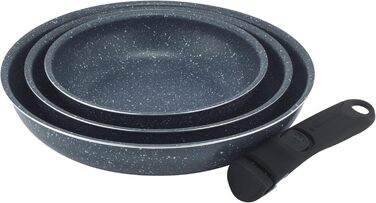 Набір сковорідок Russell Hobbs Smart Clip & Cook, 3 шт, антипригарні, знімна ручка, для індукції, духовки, 20/24/28 см, Nightfall Stone