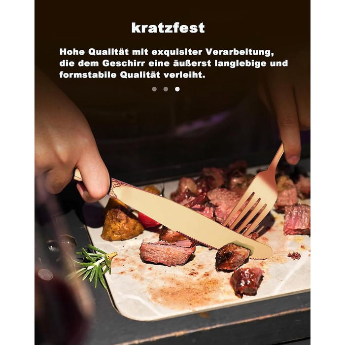 Набір столових приборів Retro на 6 осіб з нержавіючої сталі (рожеве золото, 24 предмети) - вишуканий сервіз в античному бароковому стилі: виделки, ложки, ножі