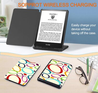 Чохол TOKILO для Kindle 6 (11-те покоління 2024/2022), PU-шкіра, авто-вкл/викл, чорний (6-кольоровий круг)