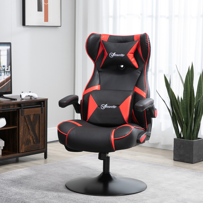 Vinsetto Adjustable Gaming Chair with Rocking Function, Ergonomic, Speakers, Lumbar and Headrest Support, Faux Leather