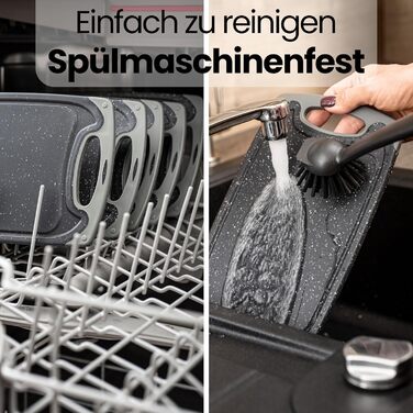 Набір з 6 дерев'яних підставок для сніданку з бамбука, 22x14x0,8 см. Набір дерев'яних дощечок для сніданку, 6 шт. Без підставки (сірий/антрацит)