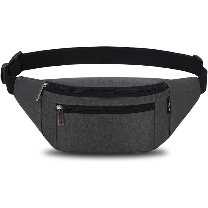 Поясна сумка на пояс, нагрудна сумка, спортивна сумка для чоловіків та жінок, водовідштовхувальна, Doggy Bag, велика, для телефону, через плече, для кемпінгу, піших прогулянок, фітнесу, велосипеда, бігу (темно-сірий)