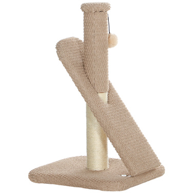 PawHut Scratching Post, 54cm Scratching Column, Sisal Cat Scratching Tree with Play Ball, Scratching Tree for Cats, Cat Scratching Furniture, Indoor, Cream White | Aosom