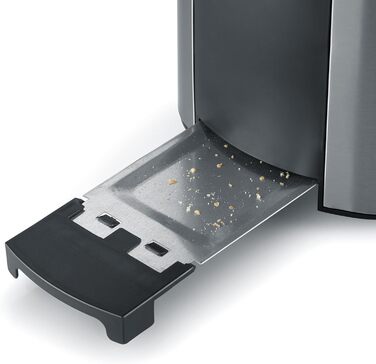 Тостер Severin AT 2589 з підігрівом для булок, 800 Вт, нержавіюча сталь, чорний