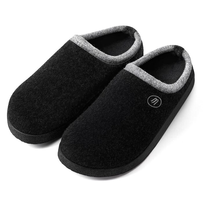 Тапочки з повсті для дому Ruyi - зимові, теплі, з підтримкою склепіння стопи та антиковзкою підошвою (Чорний, 37 EU)