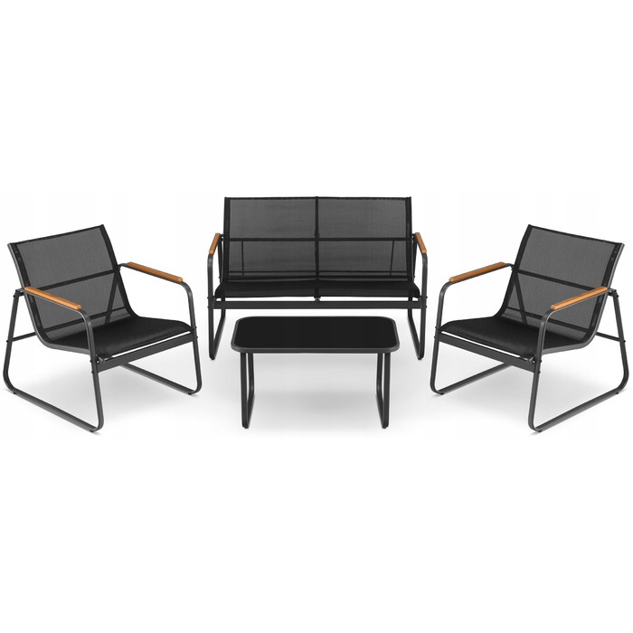 Комплект садових меблів зі сталі GRÖNER Outdoor ThinKING, чорний, 4 предмети