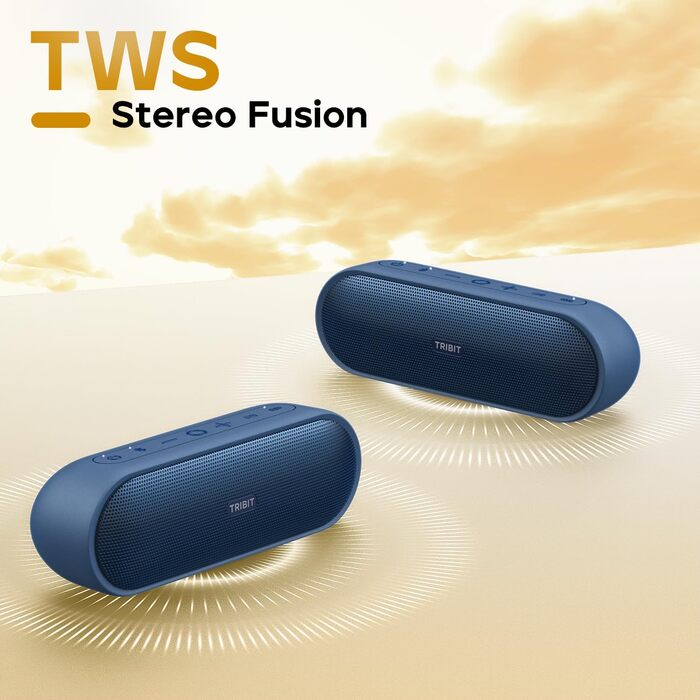Tribit XSound Plus 2: Портативна Bluetooth колонка 30W, IPX7, 24 год, XBass, Bluetooth 5.3, синій