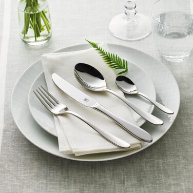 Zwilling Style Cutlery Set, 60-Piece, for 12 People, 18/10 Stainless Steel/High-Quality Blade Steel, Polished, Silver [plastic-free packaging], plastic free, TLG plastic free 60 pcs.