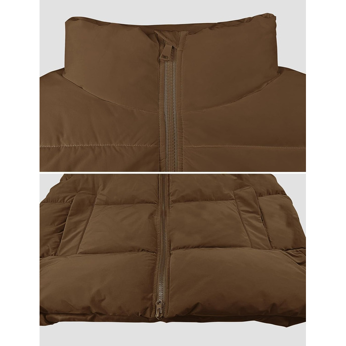 Жіноча тепла куртка-пуховик кроп-моделі з кишенями, чорна (XXL, Коричневий)