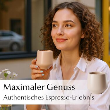 Набір чашок для еспресо Miamio, 4 шт (90 мл), кераміка без ручки, бежевий пастельний колір, Luxe Collection