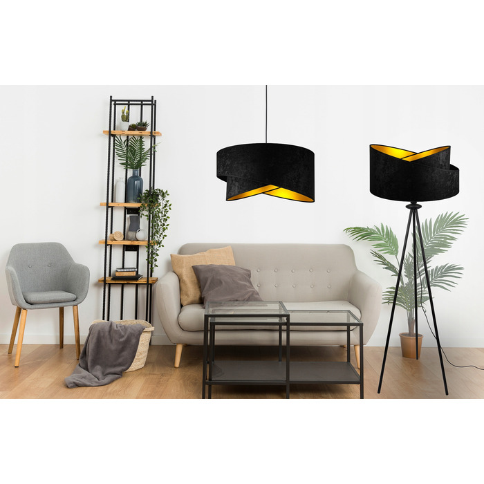 Підлоговий торшер Glimex з абажуром, патрон E27, 60 Вт, чорний з жовтим