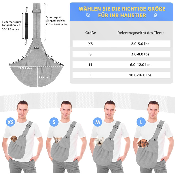 Сумка-переноска для собак SlowTon, сіра, для собак вагою 2,7-5,4 кг